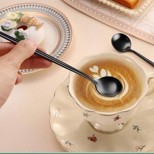 4 Pack of Matte Black Coffee Spoons